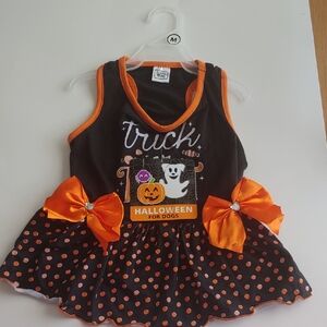 Spooky Pooch Halloween Dress with Orange Bows
